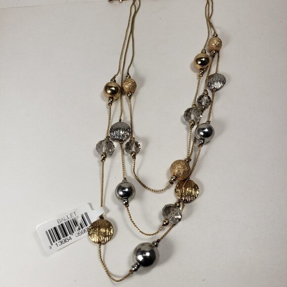 Layered Gold & Silver Beaded Necklace — Multi‑Strand Statement Fashion Jewelry - Picture 9 of 10